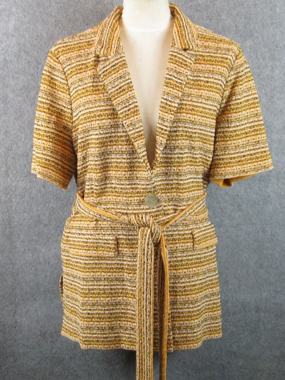 Misook Knit Tweed Jacket Cardigan XL Yellow